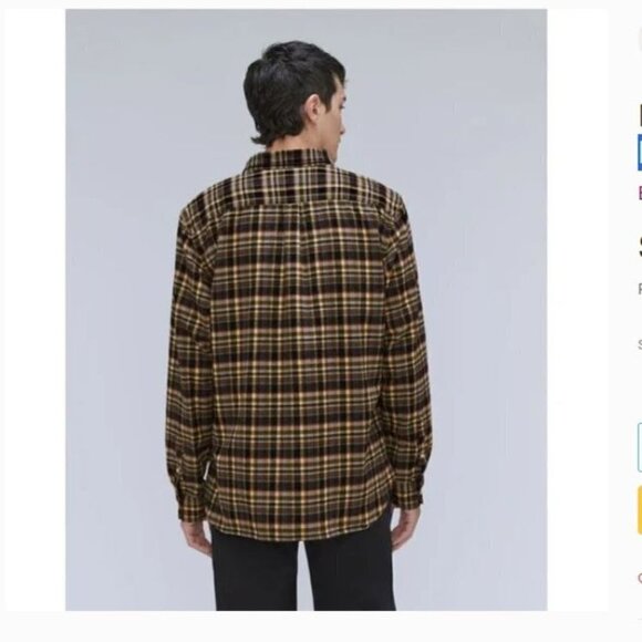 NWT Men's Everlane Casual Fall Flannel Button Down Western Shirt Size Large - Picture 3 of 3